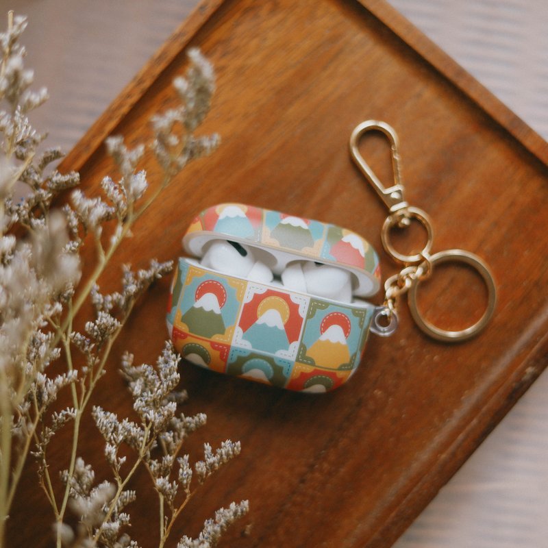 【AIRPODS CASE】Embroidery style X Mount Fuji/PASTEL - ที่เก็บหูฟัง - ซิลิคอน สึชมพู