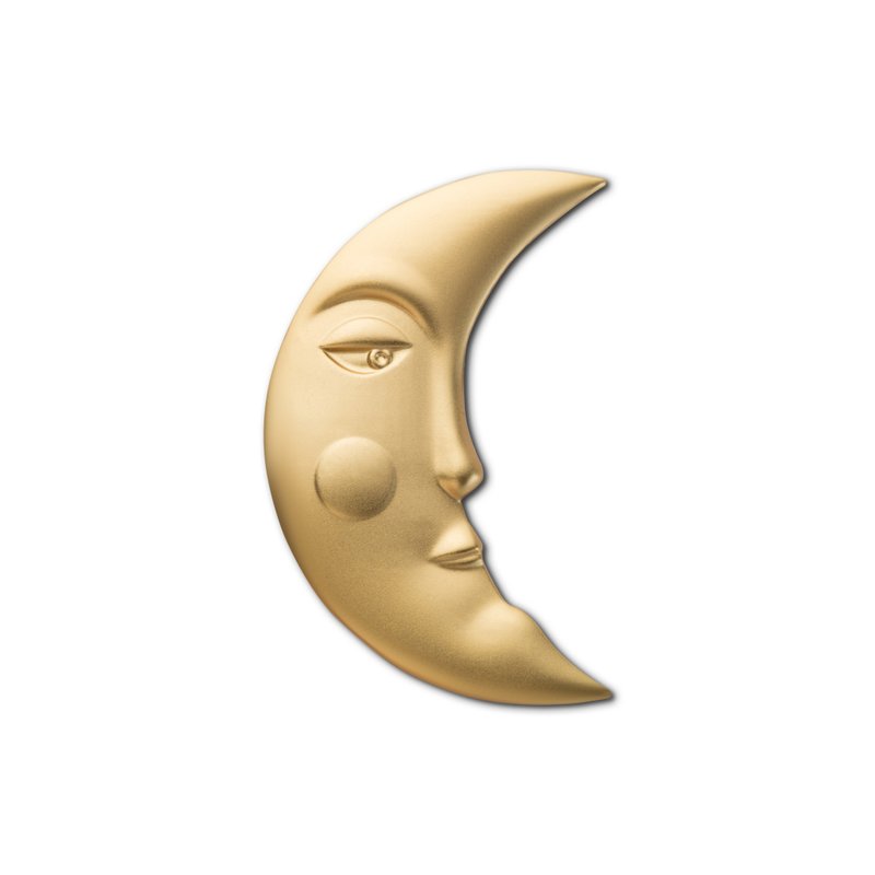 Golden Pin Moon - 徽章/別針 - 琺瑯 金色