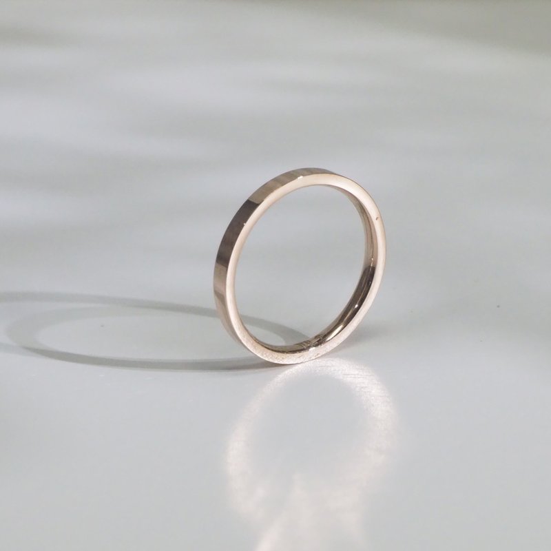 THE LAYERS Personalized Engraved Minimal 18K Thread Line Ring in Rose Gold - แหวนคู่ - โรสโกลด์ สึชมพู