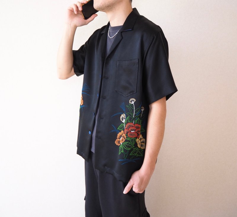 【日本製造】UMUI BLACK LABEL、和服襯衫、獨一無二、開領襯衫 - 女襯衫 - 絲．絹 
