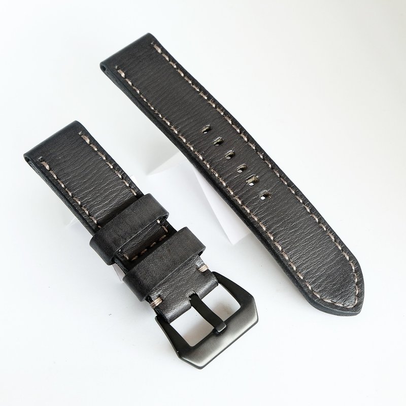 Watch strap, vintage model, genuine leather, Gray, size 18 mm., 20 mm., 22 mm., - Watchbands - Genuine Leather Gray