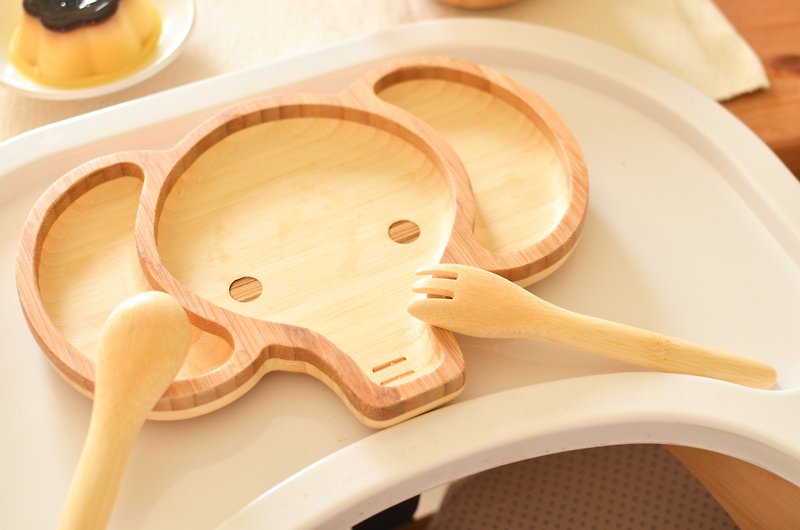 【LABOOS】Natural Children's Tableware Baby Elephant Wangwang Miyue Birthday Gift - ของขวัญวันครบรอบ - ไม้ไผ่ สีเขียว