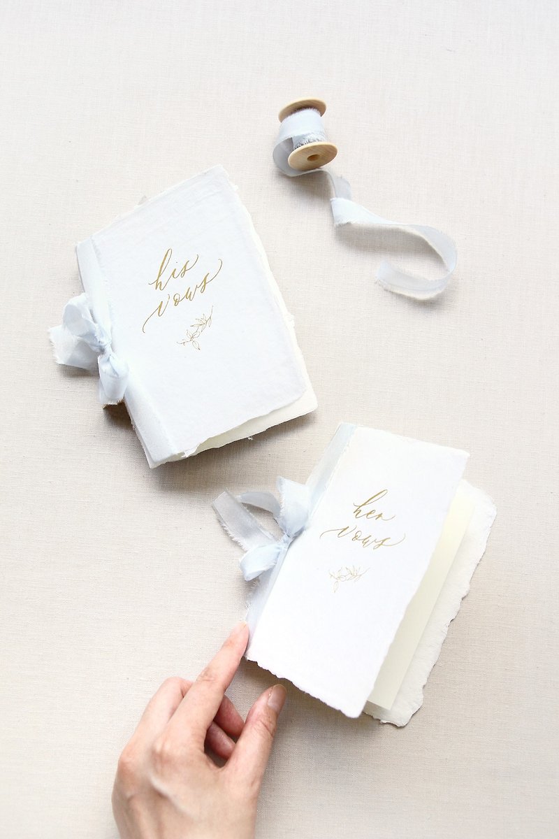 Tinge & Flourish | Handmade paper gilded pledge book (set of 2) - Cards & Postcards - Paper White