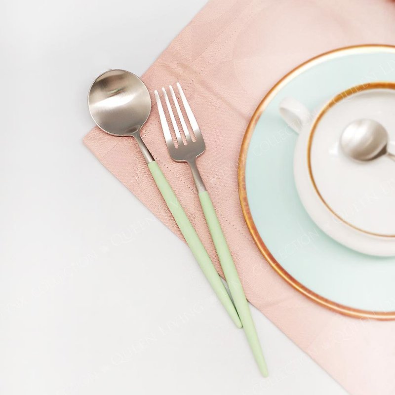 葡萄牙Cutipol GOA系列青玉柄點心叉匙組 - 餐具/刀叉湯匙 - 不鏽鋼 綠色