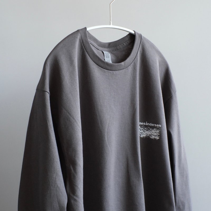 loose-fitting silhouette / long sleeve t-shirt / charcoal grey / unisex - เสื้อฮู้ด - ผ้าฝ้าย/ผ้าลินิน สีเทา