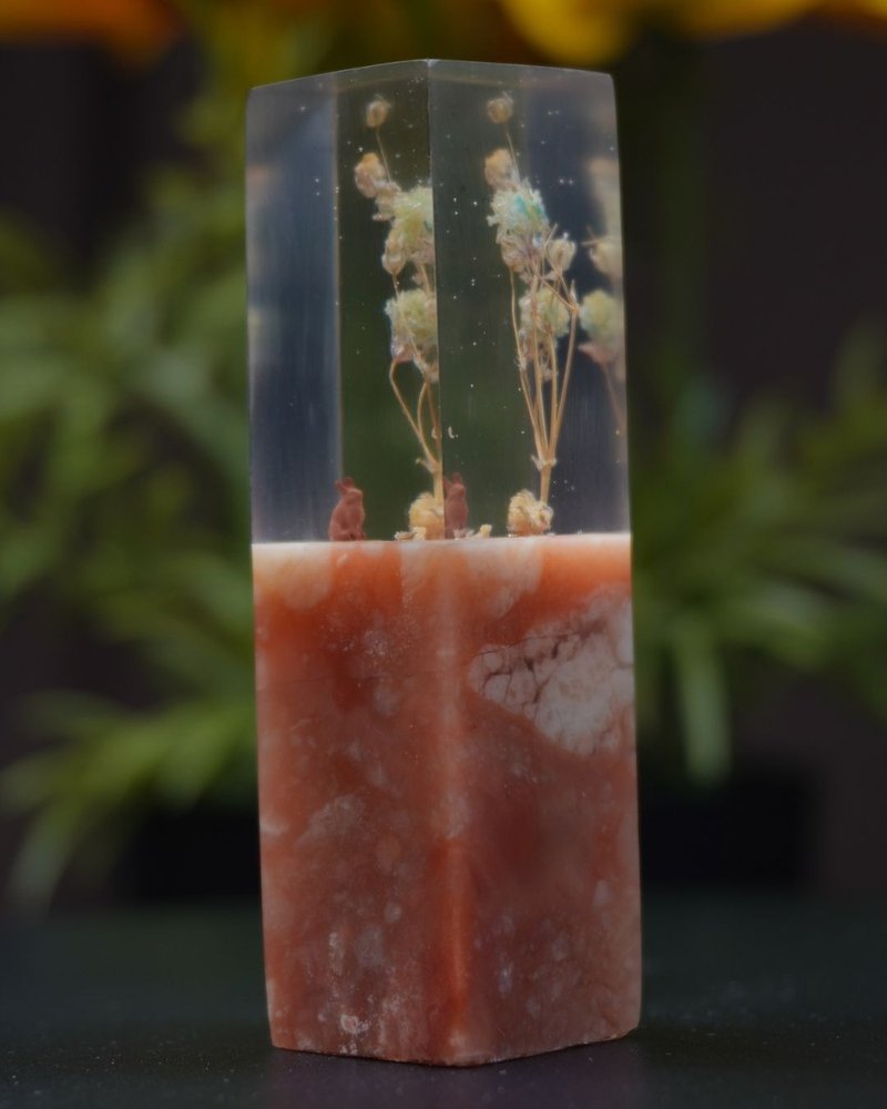 客製化手工印章-|樹叢小兔樹酯印章 1.8x1.8 CM|篆刻印章 - 印章/印台 - 石頭 