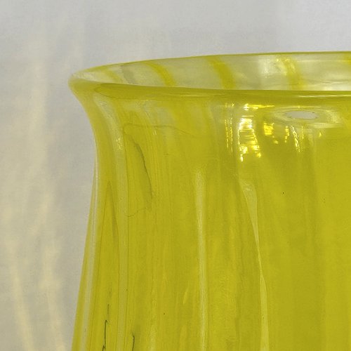 ガラス　手造り花器　黄色 Vintage yellow×orange glass flower vase/ビンテージ イエロー