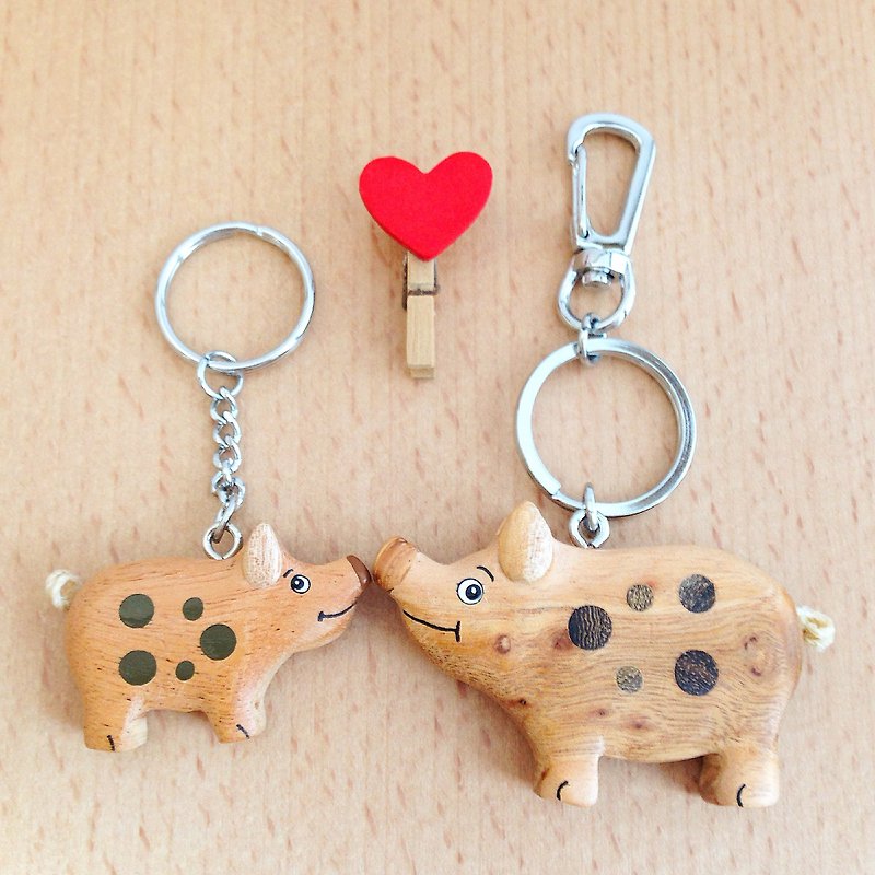 [Animal series x warm piggy] handmade wooden key ring/strap - พวงกุญแจ - ไม้ สีนำ้ตาล