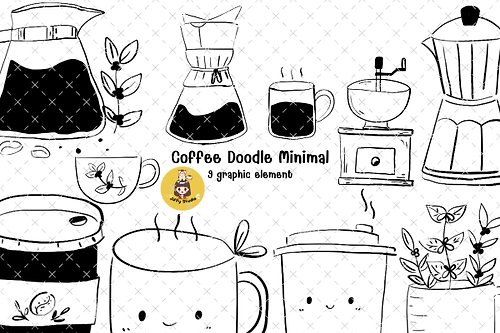 jiffystudio Coffee Doodle Minimal Graphic Clipart