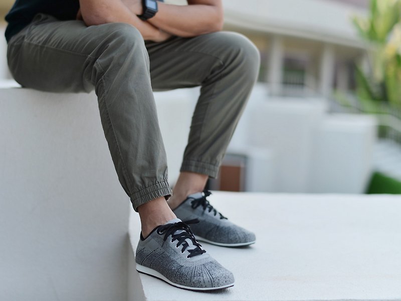 MIT [Jacquard cloth comfortable shoes-men's gray] sports shoes, casual shoes, walking shoes, breathable and non-degumming - รองเท้าวิ่งผู้ชาย - ไฟเบอร์อื่นๆ สีเทา