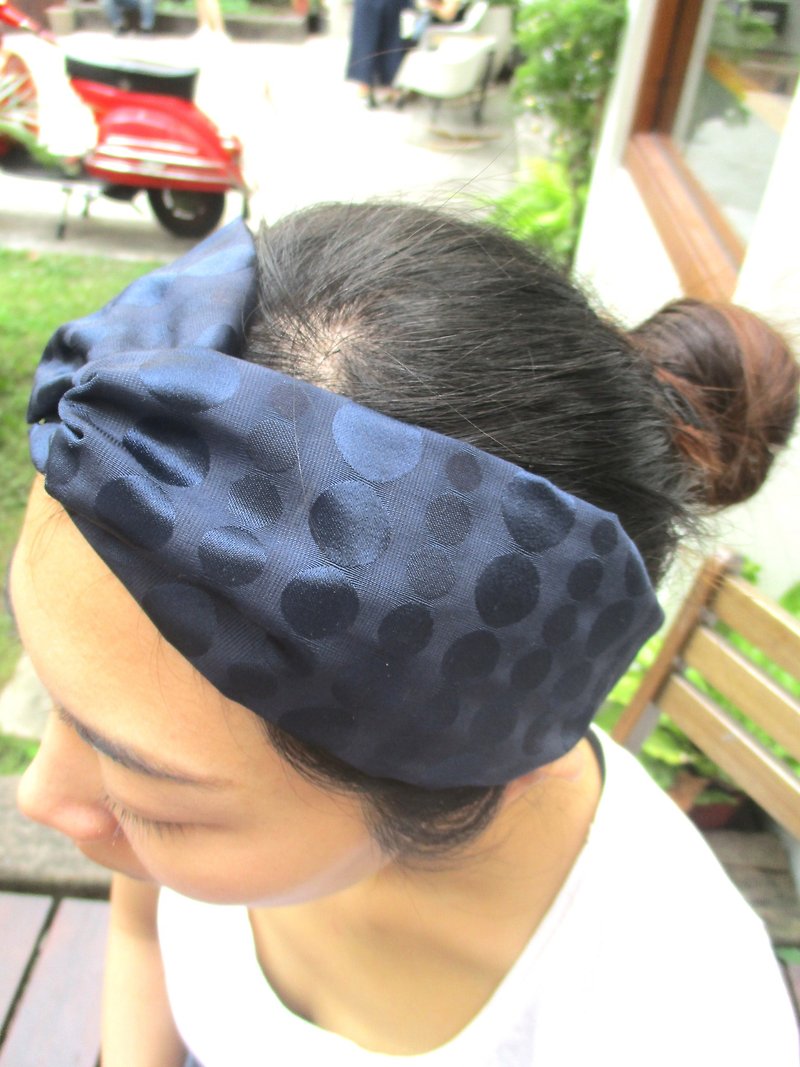 Cross hair band (elastic hand) - deep-sea bubbles - Hair Accessories - Polyester Blue