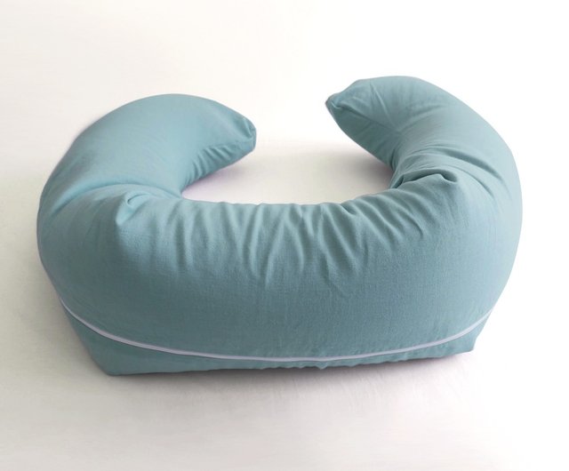 オーガニックコットン妊娠枕 C型 緑 粒子型マタニティ枕コットンリネン