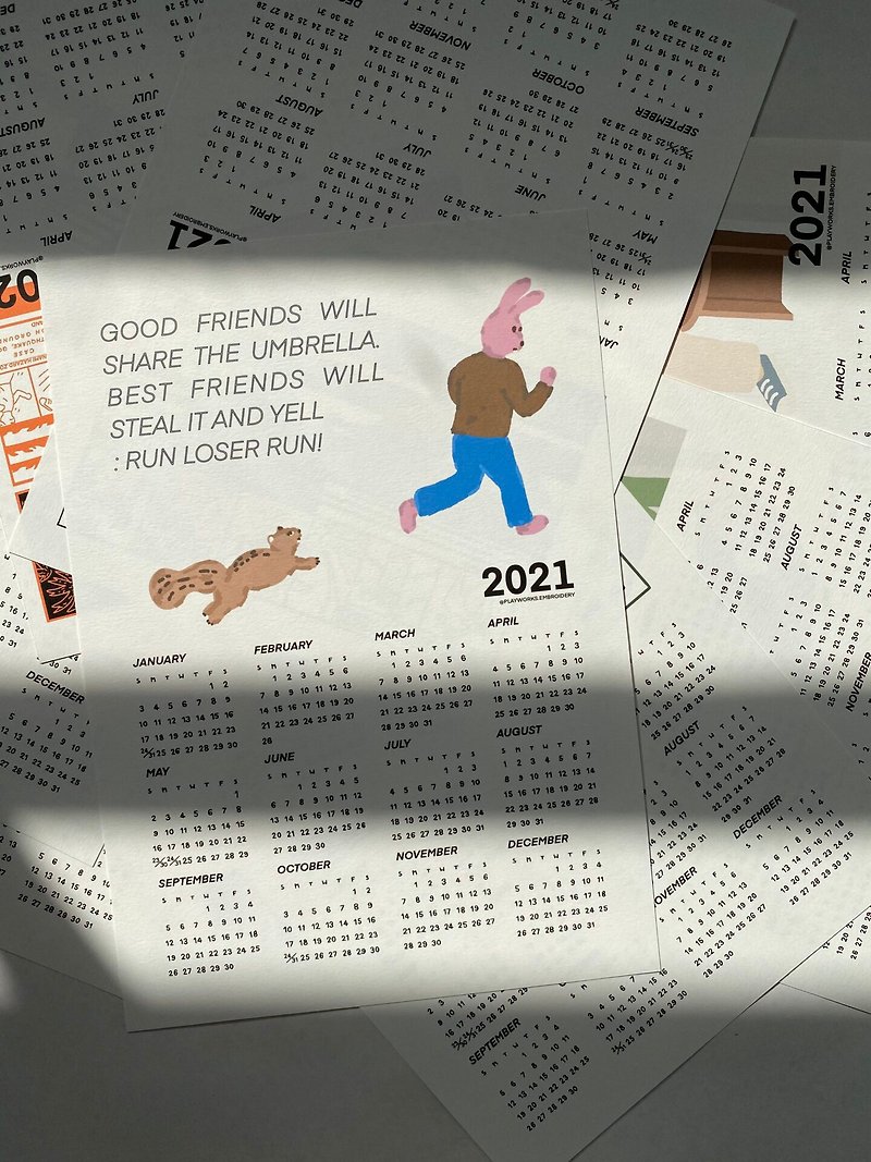 Calendar 2021 : Rabbit & friends best friend ever - Calendars - Paper White