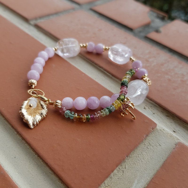 Girls Crystal World [Purple Lithium] - People inside the umbrella may wish to look up at the sky bracelet bag 14K gold - Bracelets - Gemstone Multicolor