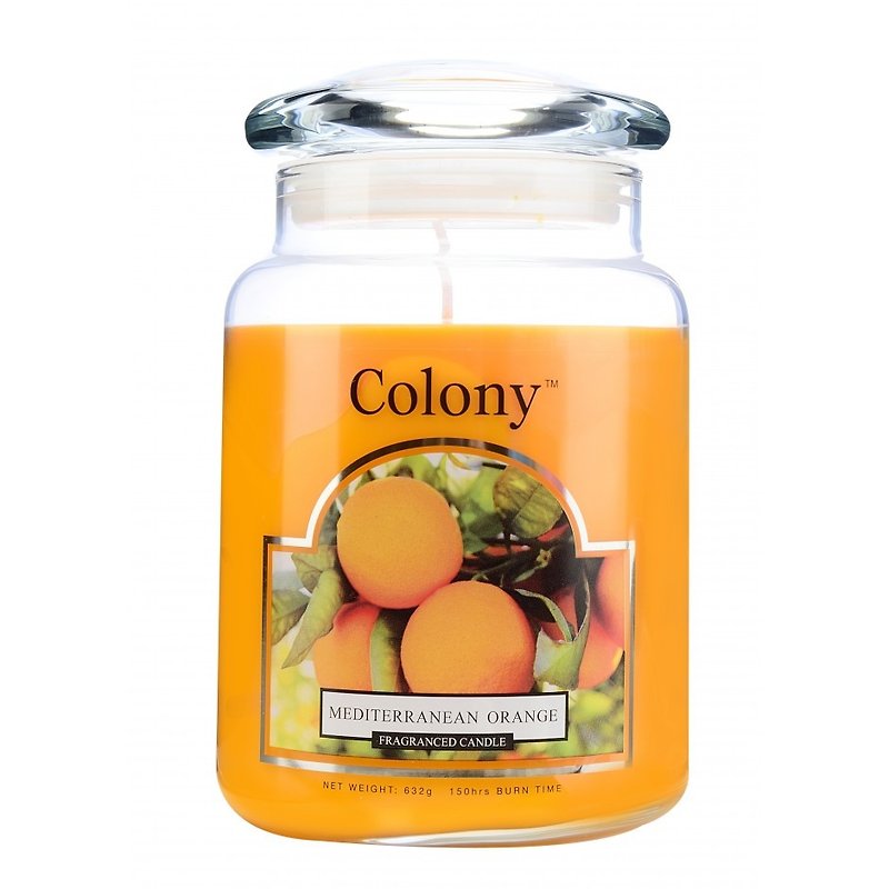 British Candle Colony Mediterranean Orange Glass Canned Candle 150hr - Candles & Candle Holders - Wax 