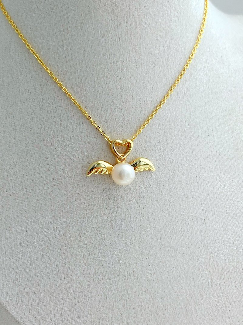 淡水珍珠天使吊墜可調校韓銅項鏈 - 項鍊 - 珍珠 