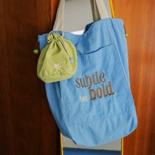 subtle but bold 撥水スカイブルー巾着ショッピングバッグセット