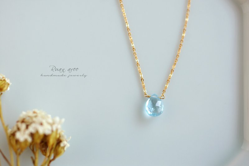 14kgf-Skybluetopazのネックレス - 項鍊 - 半寶石 藍色