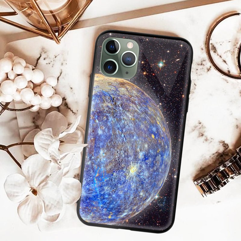 水星行星宇宙鏡面手機殼iPhone13 12 Pro Max 華為三星PCGS-PL-02 - 手機殼/手機套 - 聚酯纖維 藍色