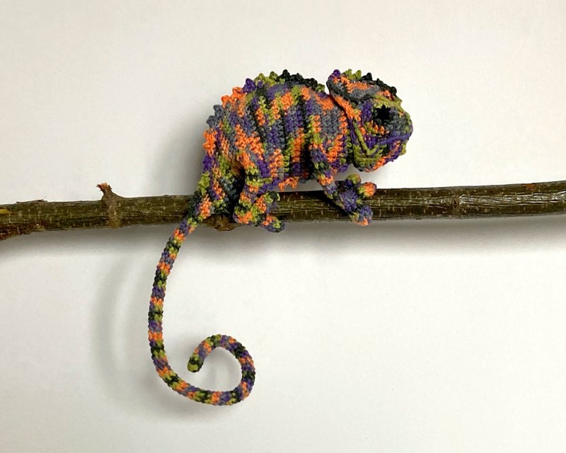 Crochet animal chameleon, Colorful lizard, Crochet reptile decor - Kids' Toys - Cotton & Hemp Multicolor