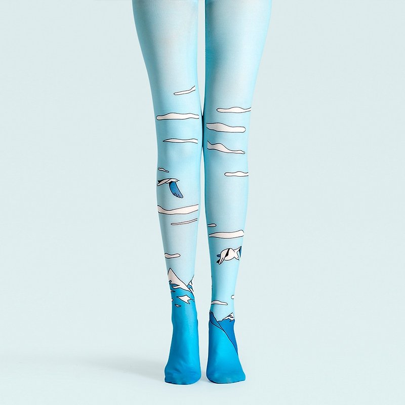 viken plan designer brand pantyhose cotton socks creative stockings pattern stockings blue sky - Socks - Cotton & Hemp 