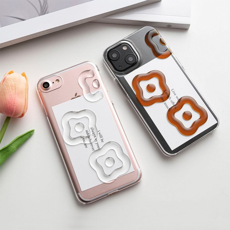 iPhone限定 ハードケース 【 フラワー -クリア- 】 レジン クリアケース iPhone ML02U - 手機殼/手機套 - 塑膠 咖啡色