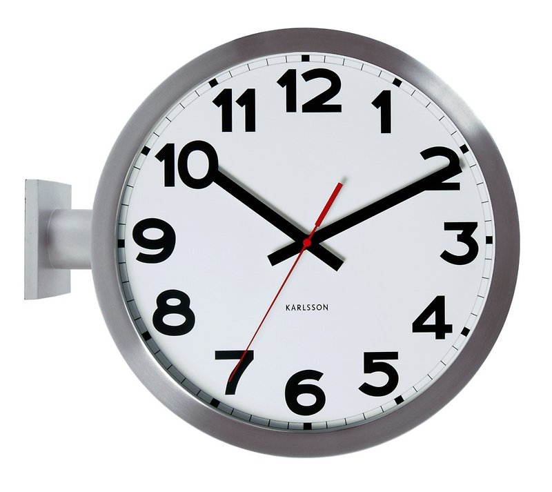 (預售) Karlsson, Wall Clock Numbers Double Sided silver case - 時鐘/鬧鐘 - 其他金屬 白色