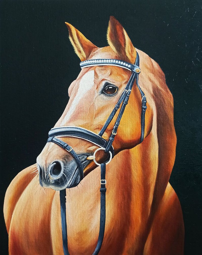 Horse Oil Painting Picture With Horse Animal Art 馬 - โปสเตอร์ - ผ้าฝ้าย/ผ้าลินิน หลากหลายสี