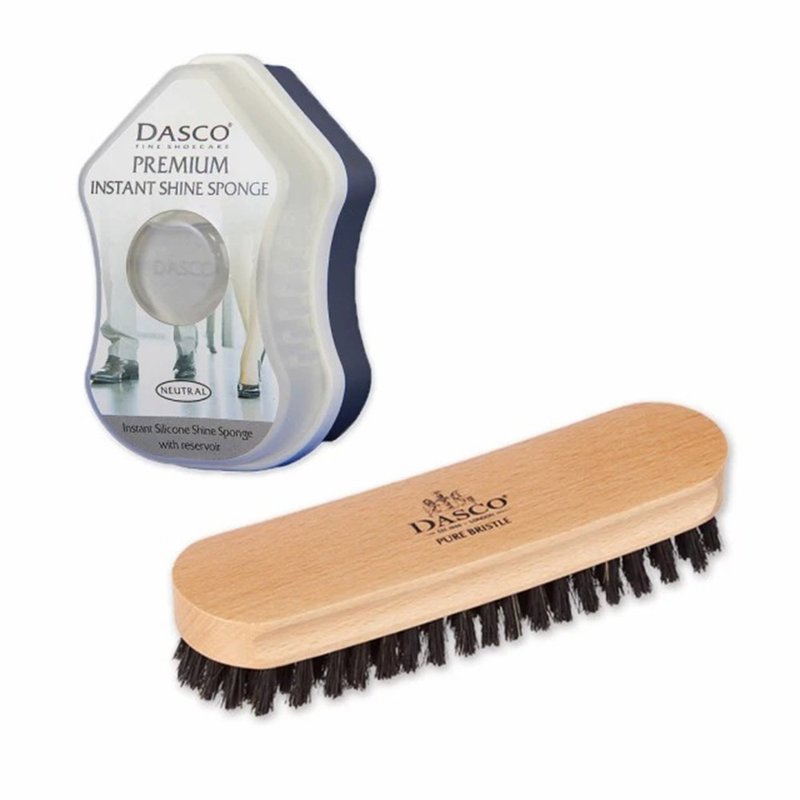 British Earl DASCO Leather Shoes Quick Care Set Shiny Sponge Shoe Polish + Large Bristle Brush - Other - Other Materials 