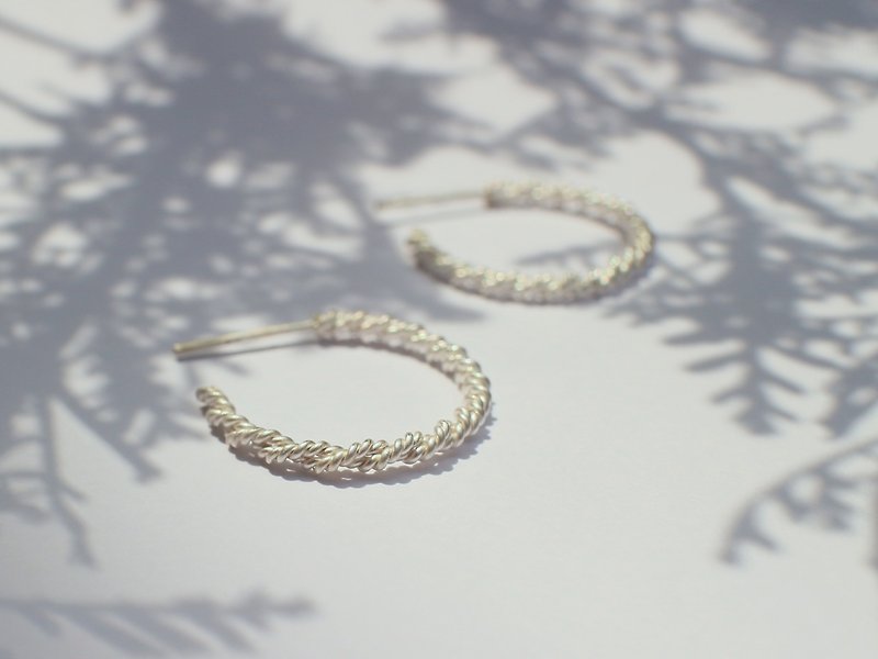 Snowflake c-hoop earring - silver posts - Earrings & Clip-ons - Sterling Silver White
