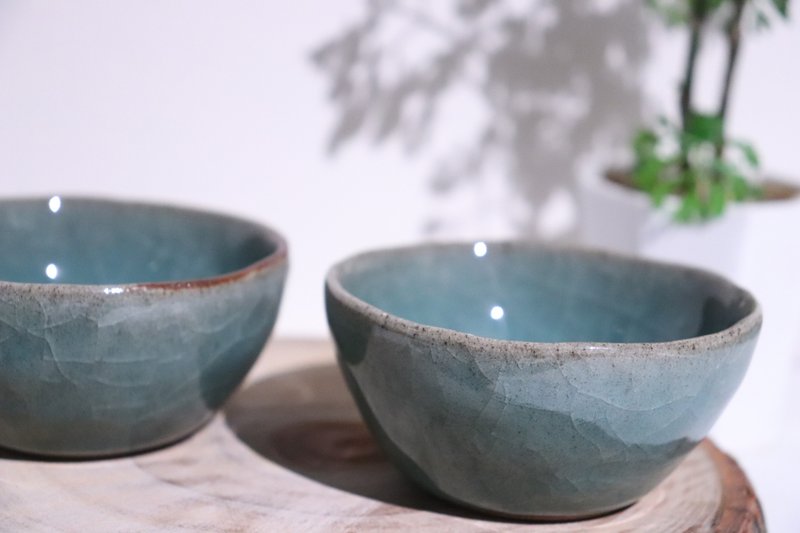 【青瓷 海青色】手捏對杯【台灣手捏杯】Hand-pinched Celadon - 茶壺/茶杯/茶具 - 陶 