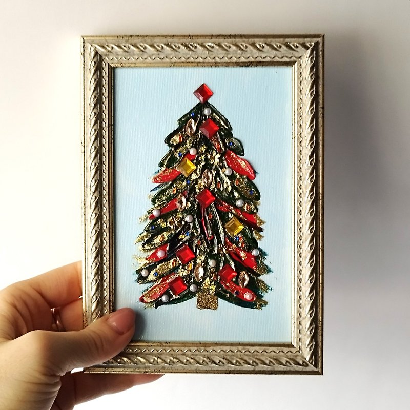 Create a Festive New Year with a Christmas Tree Textured Acrylic Wall Decoration - ตกแต่งผนัง - อะคริลิค หลากหลายสี