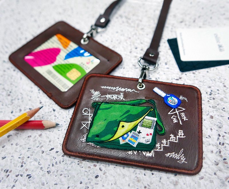 Leather ID card holder embroidery bag GAME BOY - ที่ใส่บัตรคล้องคอ - หนังเทียม หลากหลายสี