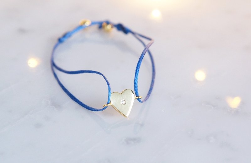 [Silver 925] White Topaz Adjustable Code Bracelet -Heart- - Bracelets - Gemstone Gold