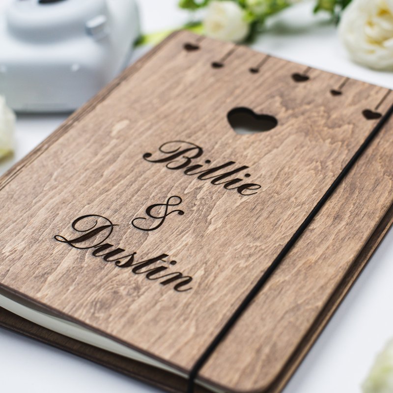 Photo Album Customized, Bridal Scrapbook, Anniversary Gift for Couple, Wedding - 筆記簿/手帳 - 木頭 咖啡色