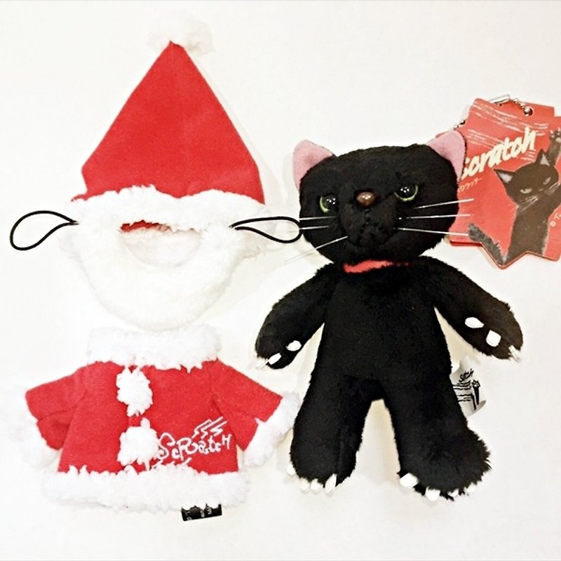 [クリスマスエディション] SCRATCH、ふわふわ人形装飾猫_黒（13cm） - 知育玩具・ぬいぐるみ - その他の素材 ブラック
