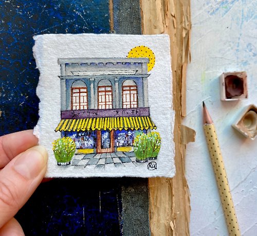 Rubinova Art Kawagoe house painting Japanese Original art Mini watercolor Miniature artwork