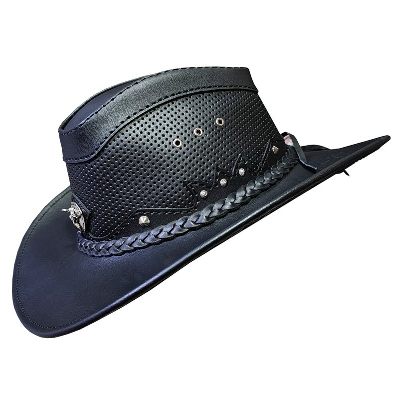 Texas Western Icon Rodeo King Black Leather Mesh Hat - 帽子 - 真皮 黑色