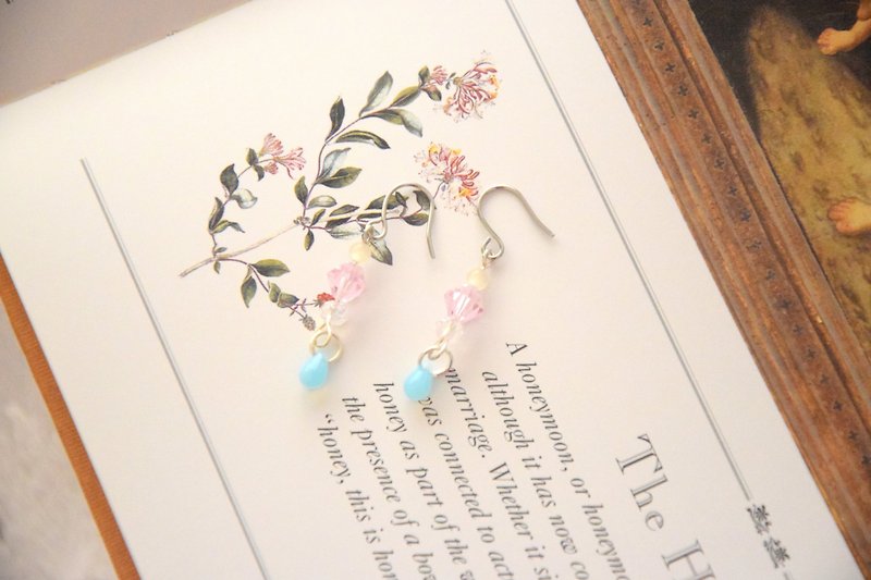 Pink & Blue Handmade Earrings - 耳環/耳夾 - 其他材質 