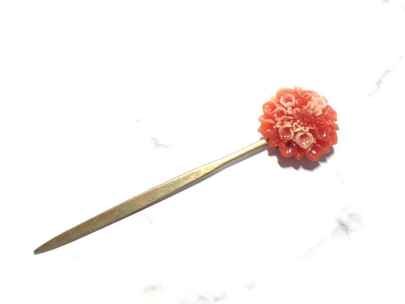 大麗花 彤紅 髮簪 造型 - 髮夾/鯊魚夾 - 其他材質 紅色