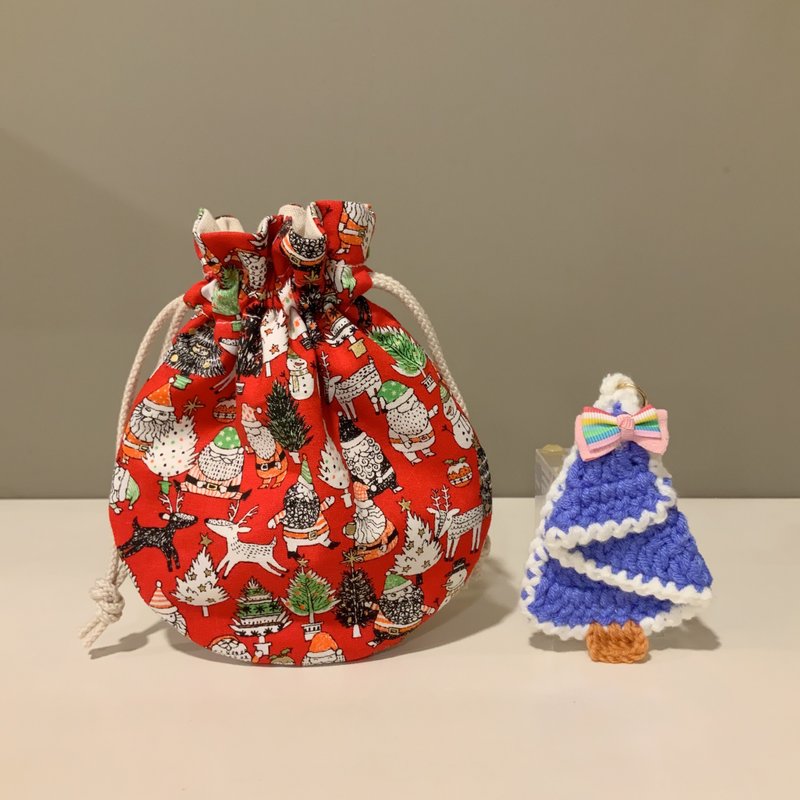 歡樂聖誕—日本純棉束口袋/百寶袋/收納袋/化妝包 - 索繩袋/束口袋 - 棉．麻 