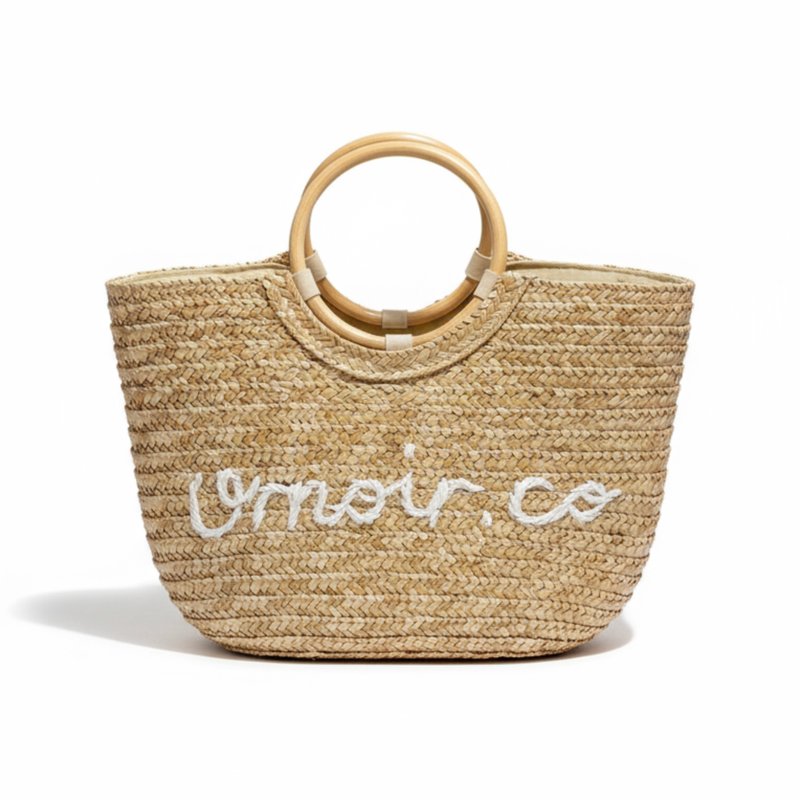 Logo Basket Tote 全手工草編包 - 手提包/手提袋 - 其他材質 卡其色