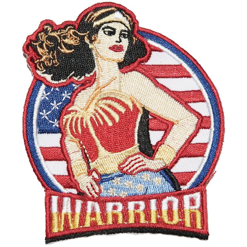 アメリカの女性戦士WARRIORバックパックフライトジャケットホットクロスパッチ刺繡アームバンドランドマーク鉄のとげ
