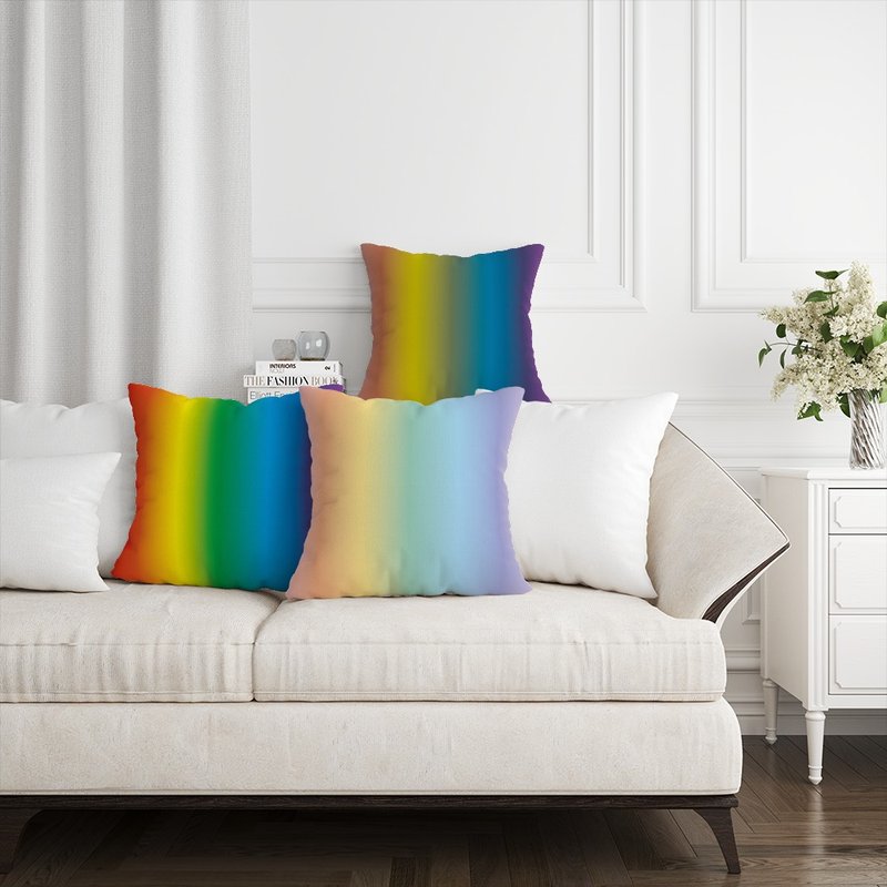 Branded Printed Pillow Cover HC1033 Rainbow Season Rainbow Straight Strips - หมอน - เส้นใยสังเคราะห์ 