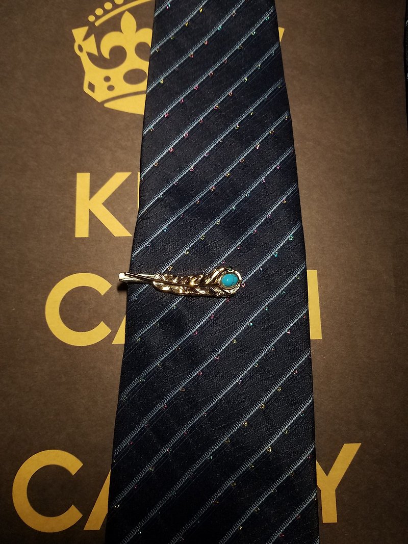 金色羽毛松石領帶夾領帶復古領帶配件 - 領帶/領帶夾 - 其他金屬 金色