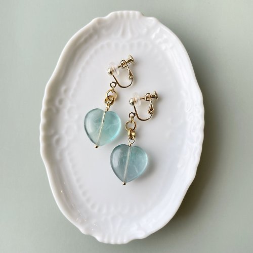 Lunka Handmade Accessories Fluorite heart earrings ピアス/イヤリング no.2