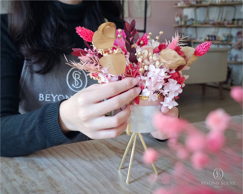【轉運來】花開富貴擴香桌花 材料包 - 乾燥花/永生花 - 植物．花 紅色
