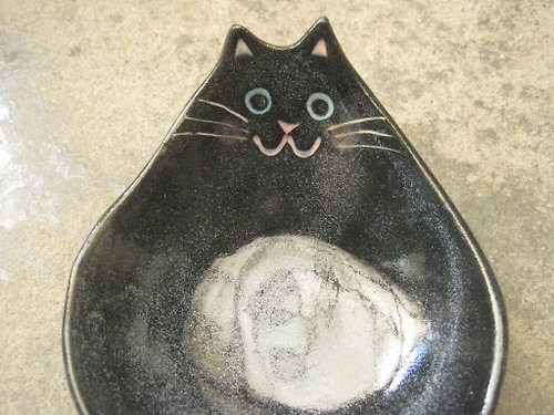 dodomade DoDo手作 動物造型碗-貓咪淺碗(黑貓)