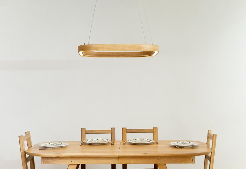 Wood Pendant Light, Round Chandelier, Dining Room Light, Pendant Chandelier - 燈具/燈飾 - 木頭 