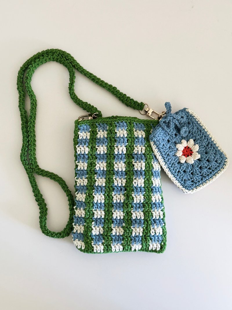 Crochet crossbody mobile pouch - กระเป๋าแมสเซนเจอร์ - ผ้าฝ้าย/ผ้าลินิน หลากหลายสี